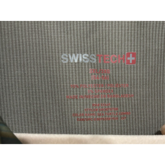 Swiss Tech Plaid‎ Shirt Mens 3XL Green Plaid Pockets Lightweight Stretch - Picture 3 of 7